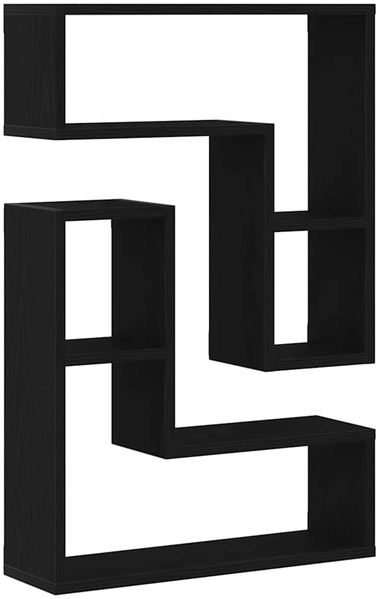 2 Stk. Wandregale, Hängeregale mit Regal Schwarz Eichen-Optik 50 x 15 x 85 cm de6788