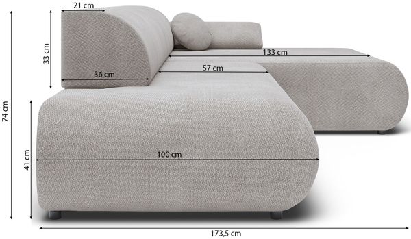 Selsey 'Armone' Ecksofa mit Schlaffunktion, Chenille, Ottomane rechts, Grau Bild 8