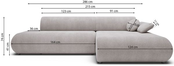 Selsey 'Armone' Ecksofa mit Schlaffunktion, Chenille, Ottomane rechts, Grau Bild 5