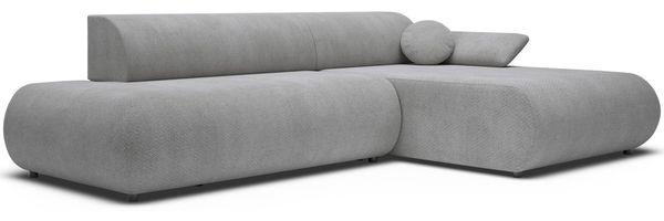 Selsey 'Armone' Ecksofa mit Schlaffunktion, Chenille, Ottomane rechts, Grau