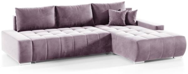 Ecksofa Sofa mit Schlaffunktion VOGAR Stoff Monolith Lila Ottomane Rechts