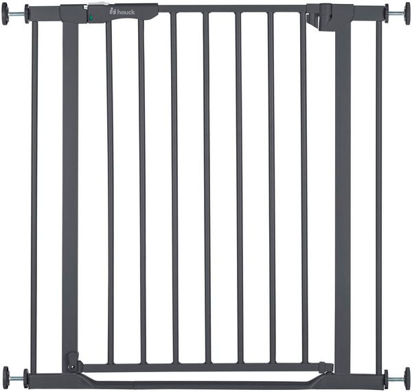 Hauck Treppenschutzgitter Türschutzgitter Clear Step Autoclose 2, für Breiten 75 - 80 cm, Ultra Flache Schwelle, Automatischer Schließmechanismus, ohne Bohren, Einhändiges Öffnen, Metall, Dunkelgrau