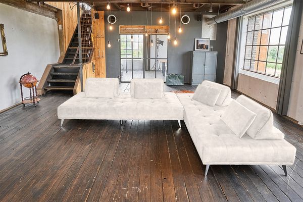 KAWOLA Sofa WIOLO Ecksofa velvet cremeweiß 80 x 240 x 350 cm