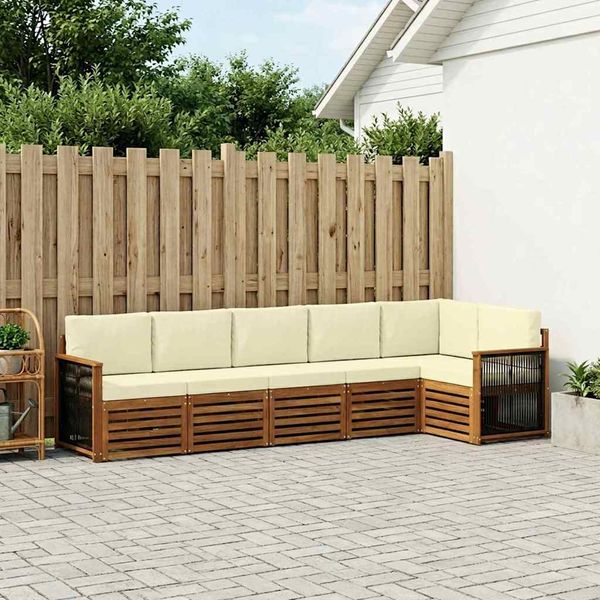 vidaXL Ecksofa Set mit Kissen 5 pcs Natur und Creme 3384411