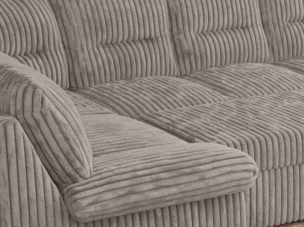 U-förmige Ecksofa, Bigsofa mit schlaffunktion, Wohnlandschaft XXL - MORBIDO U - Hellgrau Cord Bild 4