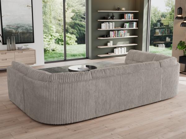 U-förmige Ecksofa, Bigsofa mit schlaffunktion, Wohnlandschaft XXL - MORBIDO U - Hellgrau Cord Bild 3