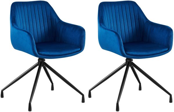 2er Set Esszimmerstuhl MILON - Samt Dunkelblau 58x58x81 cm | Essstühle Esszimmerstühle Küchenstühle Wohnzimmerstühle