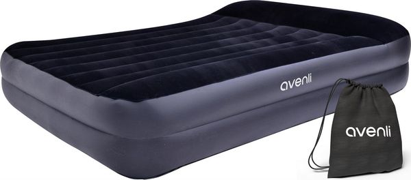 Avenli Luftbett Luftmatratze selbstaufblasend 203x152x46cm hoch, (Gästebett aufblasbar mit integrierter Elektropumpe für 2 Personen, 2-tlg, mit integriertem Kopfteil), Aufblasbares Reise Bett inklusive Pumpe und Tragetasche
