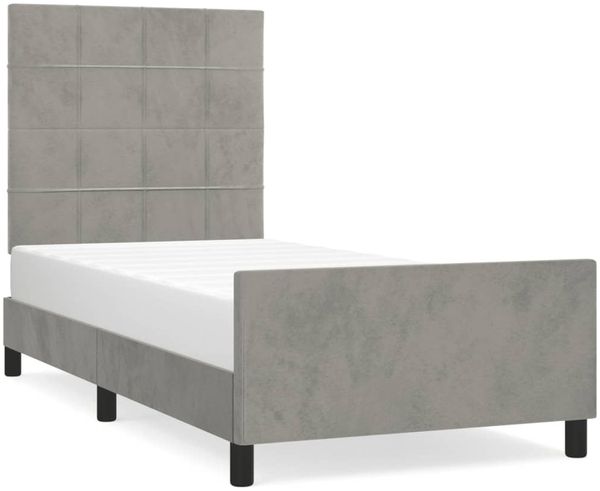 Einzelbettgestell Design für Erwachsene ohne Matratze Hellgrau 90x190 cm Samt d4997e