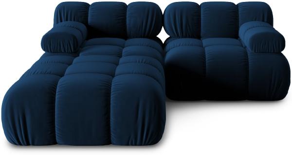 Micadoni Modulares Sofa Bellis 3-Sitzer mit flachem Modul Samtstoff Königsblau
