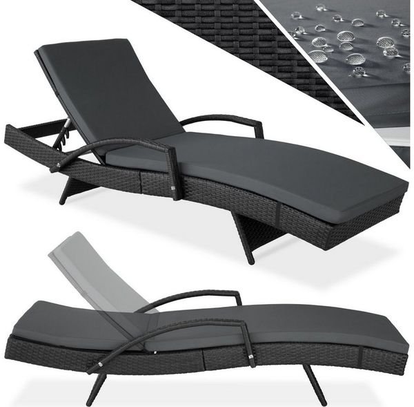 tectake Gartenliege Rattan Sonnenliege, 1, 1 St, 1tlg, mit Aluminiumgestell