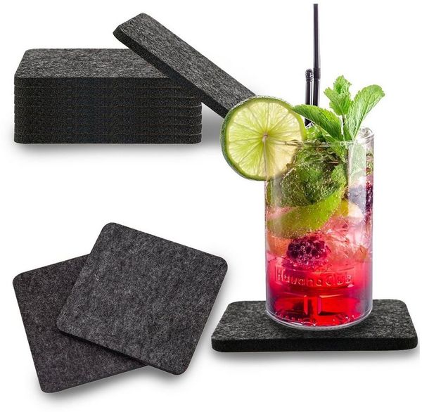 wortek Getränkeuntersetzer Filz-Untersetzer Eckig für Gläser 8er Tischset, Zubehör für Tisch & Gläser, Set, 8-tlg, cm