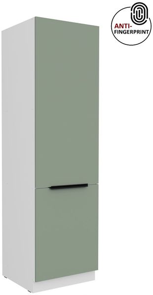 Küchen Hochschrank 60 cm Küche ARIA Aquamarin ultra matt + Weiss matt, hochwertige Fronten mit Anti Fingerprint Beschichtung, Soft-Close Küchenzeile Küchenblock