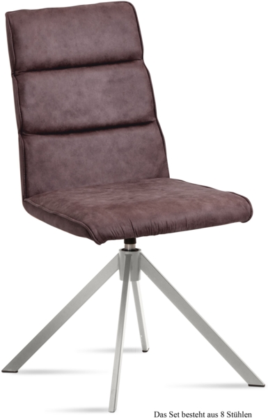 Esszimmerstuhl drehbar (8er-Set) Dulcea 47x92x60 Edelstahl/Braun