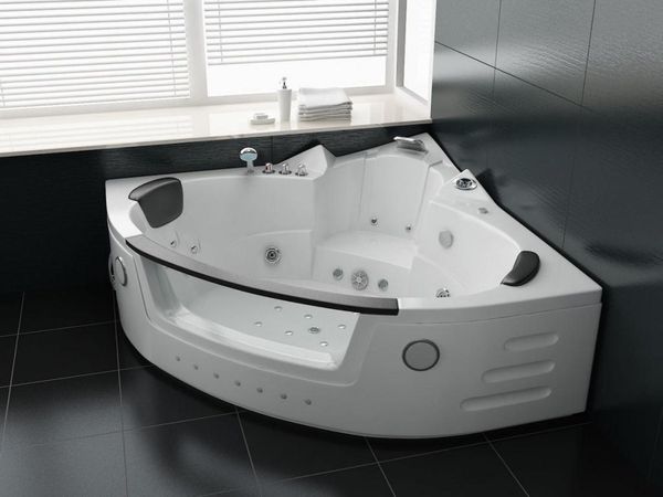 PureHaven Whirlpool 152x152 cm elegantes Design Heizung Lichttherapie Soundsystem Reinigungsprogramm Bluetooth-Soundsystem