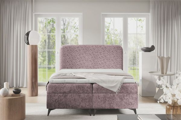 Boxspringbett Schlafzimmerbett TRIANA PREMIUM 200x220cm Stoff Trenza Altrosa