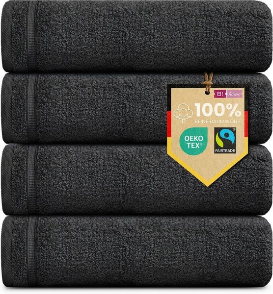 4er Set Gästehandtücher Plain schwarz 30x50 - Farbe: Schwarz, Größe: 30x50