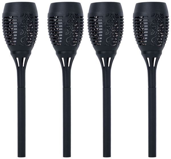 4er Set LED Solarleuchte, Fackel, Feuereffekt, schwarz, H 50 cm