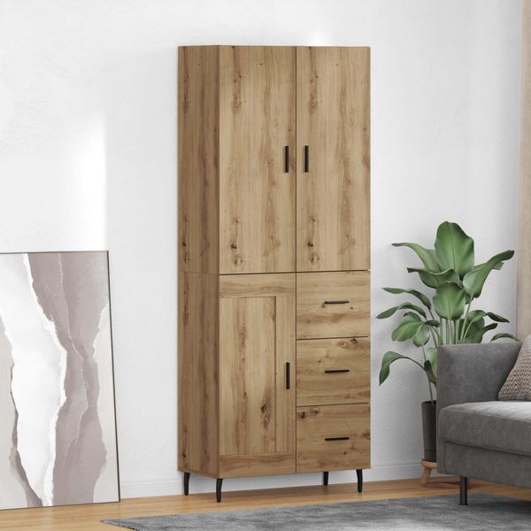 Highboard 2 pcs, BuffetSchrank, Kommode Artisan-Eiche Engineered Wood und Glas