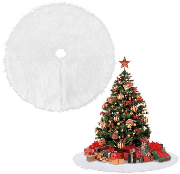 Clanmacy Baumteppich Weihnachtsbaumdecke,Baumteppich Weihnachten rund, 90cm, aus Plüsch