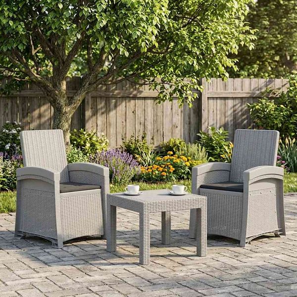 vidaXL Liegesessel Garten Rattan-Optik 2 pcs Weiß und Anthrazit PP 8012025