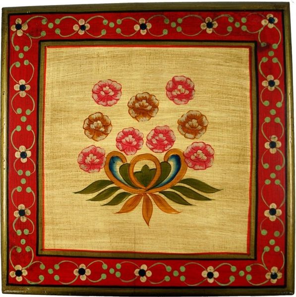 Guru-Shop Couchtisch Bemalter kleiner Tisch, Minitisch, Blumenbank -..