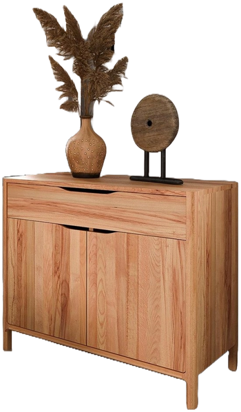 Kommode Swig aus Kernbuche massiv geölt 95x50 cm mit 2 Türen und 1 Schublade