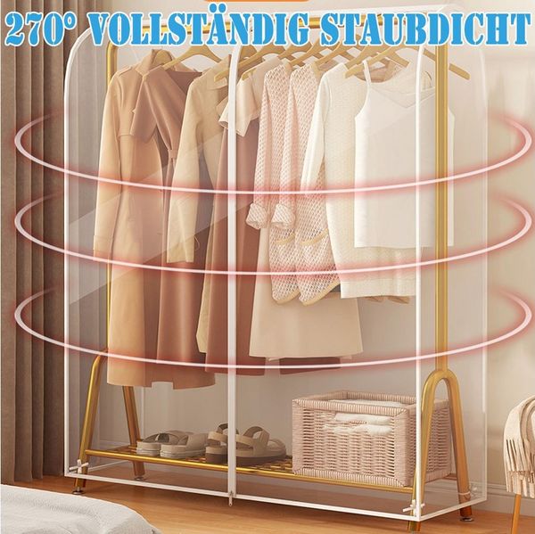 QUBEBU Kleiderständer Organizer Staubschutz Kleidersack Abdeckung Kleiderschutzhülle (1 St), (Mit Reißverschluss, Staubschutz, Hängende, Transparent), Aufbewahrungstasche, für Kleiderständer