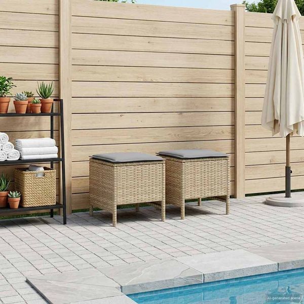 vidaXL Garten-Fußhocker 2 Stück Beige und Hellgrau 38 x 38 x 45 cm 42025386