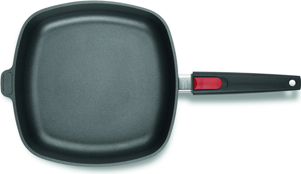 WOLL Titanium Nowo Universal‑Pfanne viereckig, abnehmbarer Griff, 28 × 28 cm (2,16 kg), Aluminium-Handguss mit Titan‑Hartversiegelung, alle Herdarten außer Induktion, spülmaschinen‑ & backofenfest bis ca. 250 °C