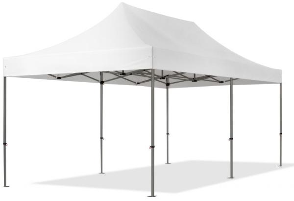 3x6 m Faltpavillon, PREMIUM Stahl 40mm, feuersicher, weiß