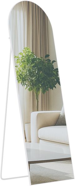 Standspiegel MALAGA - Glas Weiß matt 50x3x150 cm | Ganzkörperspiegel Freistehender Spiegel Groß Schlafzimmer