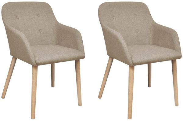 vidaXL Esszimmerstühle 2 Stk. Beige Stoff und Massivholz Eiche [241155]