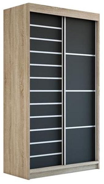Schwebetürenschrank COLIN 2-türig Schrank 120 cm Farbe: Sonoma , schwarz
