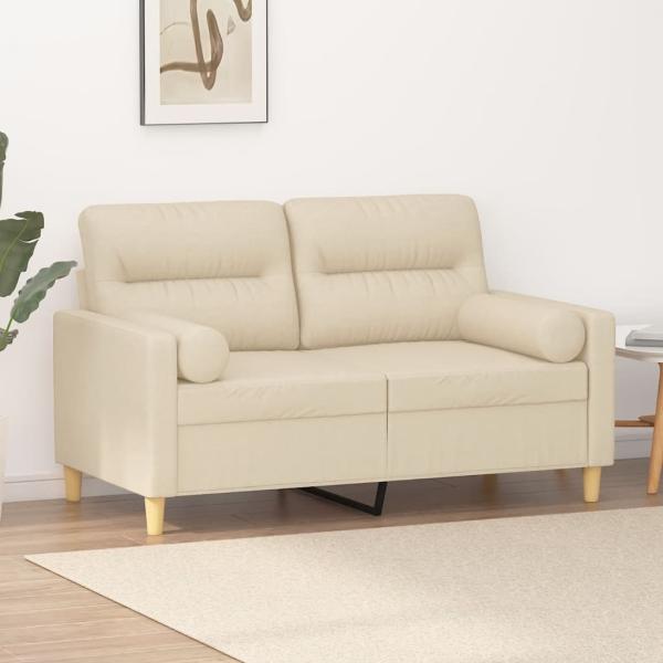 vidaXL 2-Sitzer-Sofa mit Zierkissen Creme 120 cm Stoff 3200815