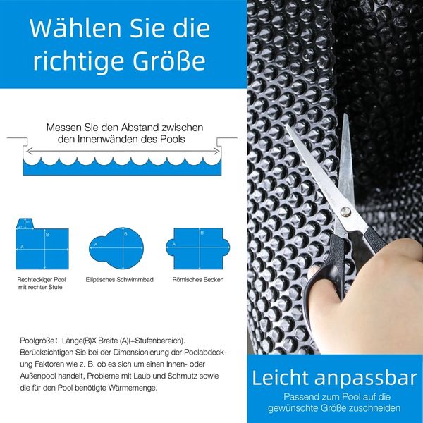 Solarfolie Schwarz Ø500cm Poolheizung Wärmeplane Schutzabdeckung Sonne Unterlage Bild 4
