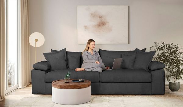 OTTO home Big-Sofa Soft&Cosy XL, B: 246 cm - OTTO. Verlässliche Qualität, Mega-Sofa, Cord oder Chenille-Struktur, mit Federkern & 4 Zierkissen