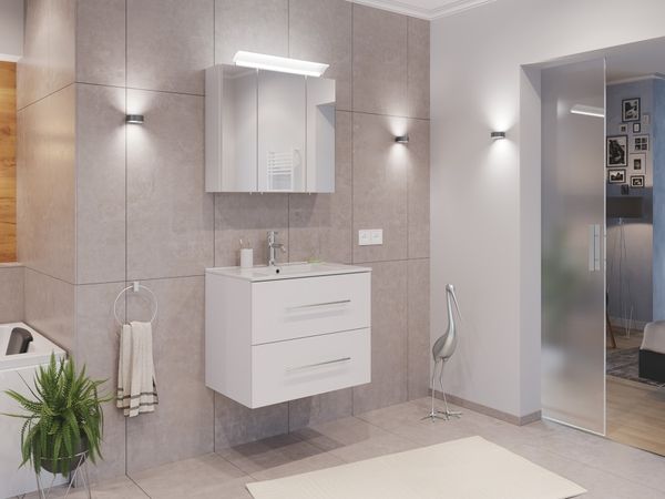 Badmöbel Set Firenze 70 2tlg. Spiegelschrank Softclose weiß hochglanz : Weiss hochglanz