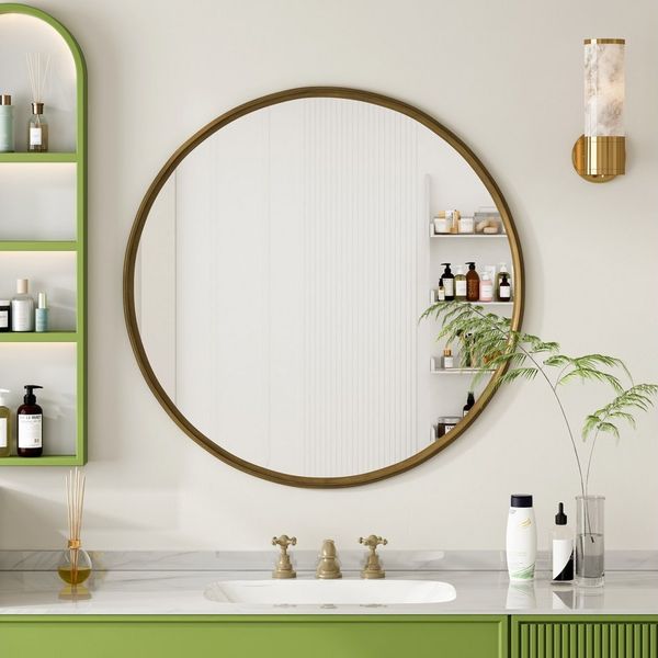 TavilaEcon Spiegel mit Metallrahmen, Sicherheitsglas mit Bruchschutz (1-St), Wandmontage oder freistehend, für Bad, Flur & Wohnzimmer
