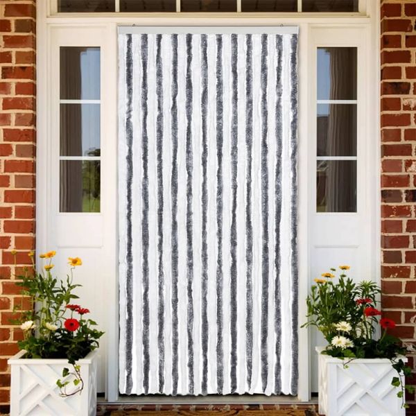 vidaXL Insektenschutz-Vorhang Grau und Weiß 100x220 cm Chenille 241225