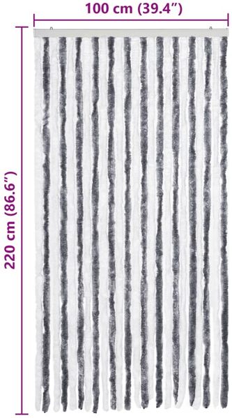 vidaXL Insektenschutz-Vorhang Grau und Weiß 100x220 cm Chenille 241225 Bild 7