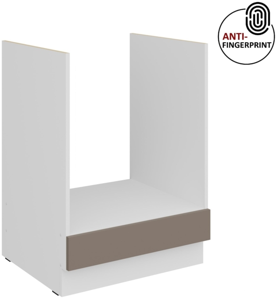 Küchen Herdunterschrank 60 cm Küche ARIA Sandgrau ultra matt + Weiss matt, hochwertige Fronten mit Anti Fingerprint Beschichtung Küchenzeile Küchenblock