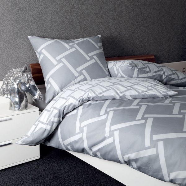 Janine Bettwäsche J.D. 8480 08 Silber Mako Satin 200 x 220 + 2x 80 x 80 cm