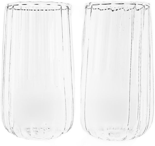 12er Gläser-Set "Luana Largo" - 400 ml im Relief Design aus Borosilikatglas