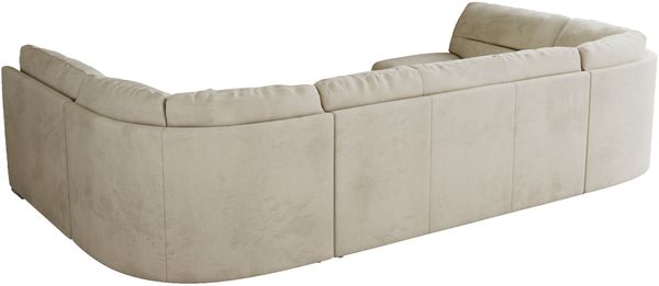 Ecksofa, Sofa big XXL, Wellenfedern, Wohnlandschaft XXL, mit Schlaffunktion - COMODO U - Beige Velours - Topper T25 Bild 6