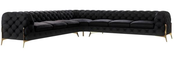 S-Style Möbel Ecksofa Chesterfield Ashley mit Goldene Metall Füßen, mit Wellenfederung