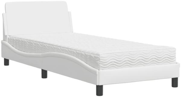 vidaXL Bett mit Matratze "Dover" Weiß 80x200 cm Kunstleder 3208298