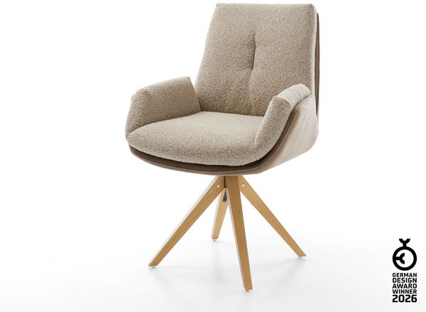 Drehstuhl Clea-Flex Materialmix Schlamm Holzgestell kantig Natur 180° drehbar