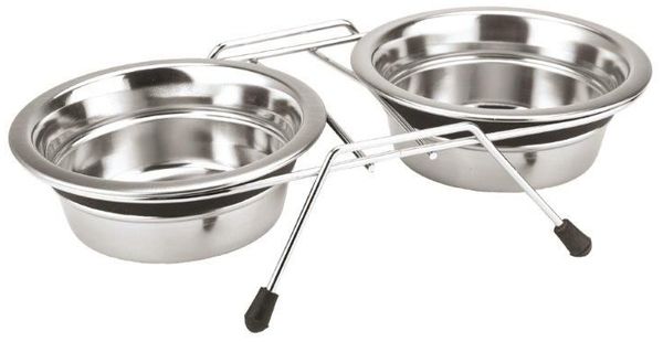 Nobby Doppel-Hundenapf Edelstahl Silent Diner 2x 13 cm - 400 ml silber