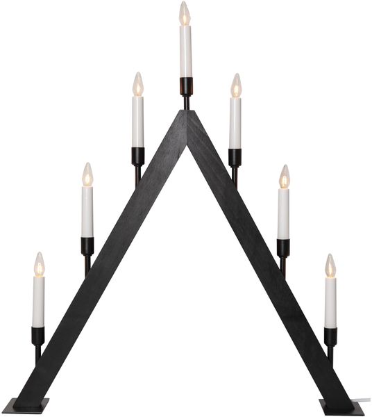 Lichterbogen ,Vind', 7-flammig, Holz, schwarz gebeizt
